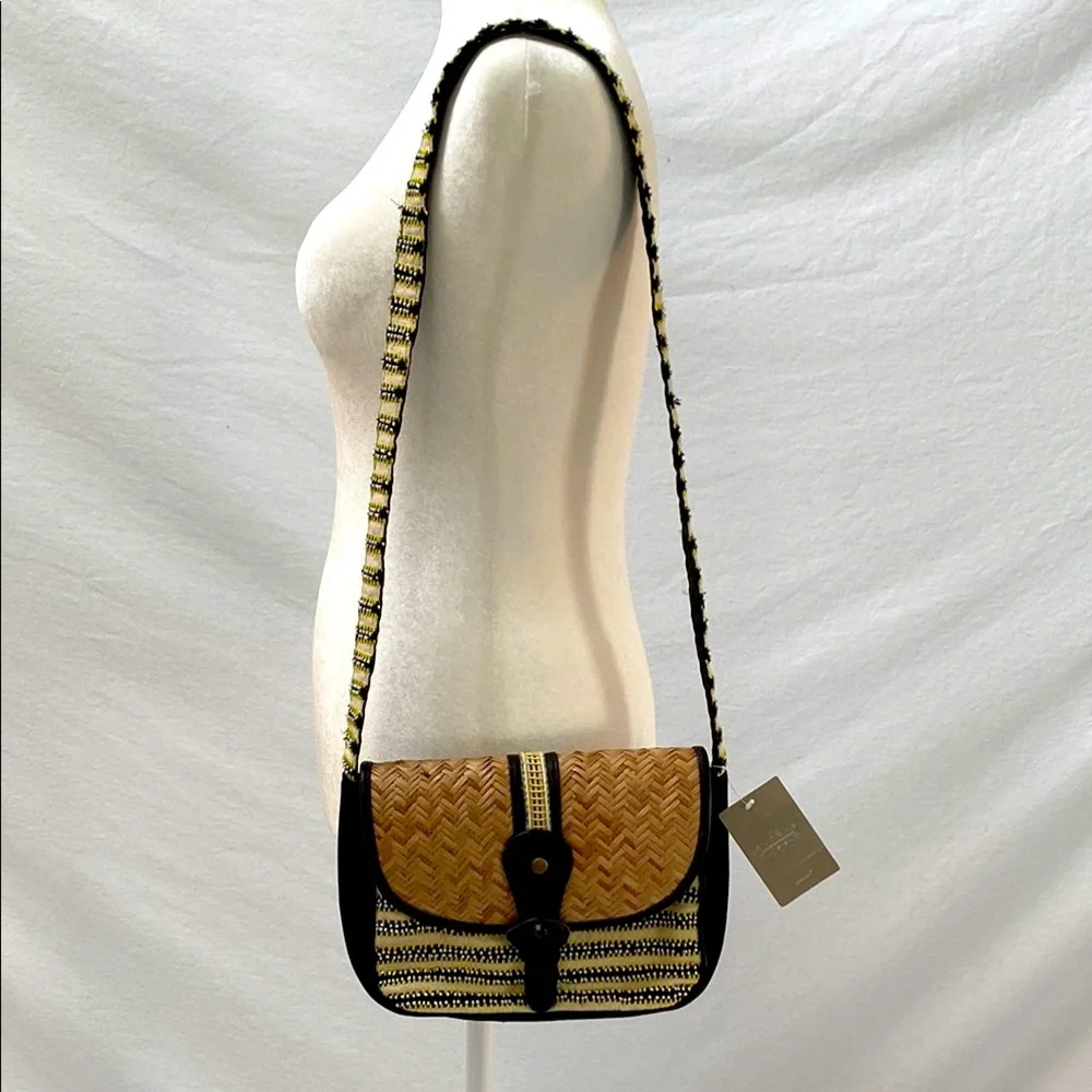 Anthropologie Woven & Beaded Shoulder Bag - Picture 1 of 14